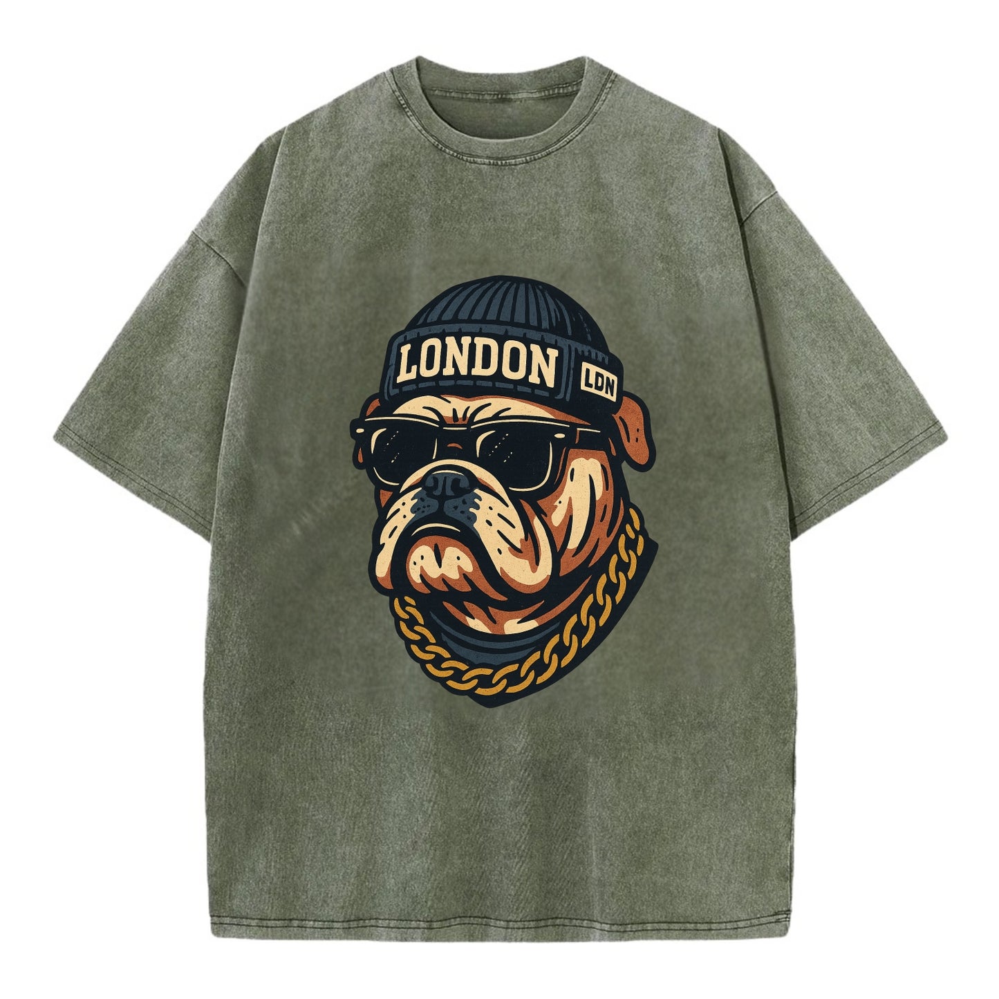 London Bulldog - Vintage T-shirt - Army Green