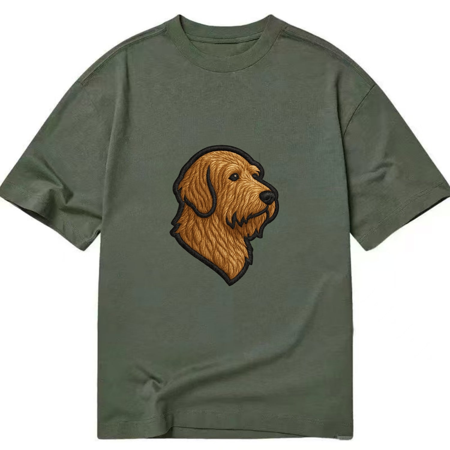 Otterhound - Trendy shaggy hound logo wi - Classic T-shirt - Army Green