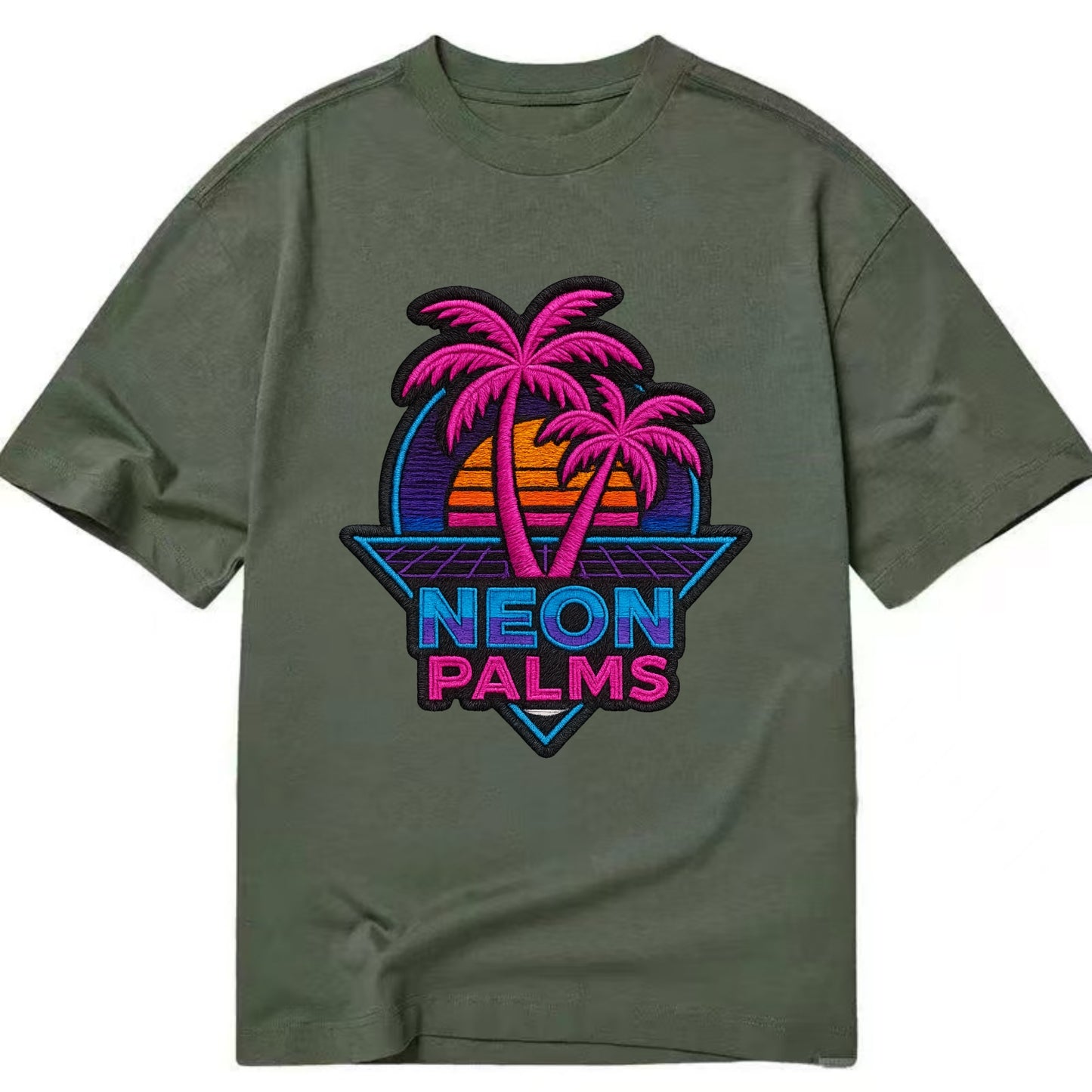 Neon Palms - Classic T-shirt - Army Green