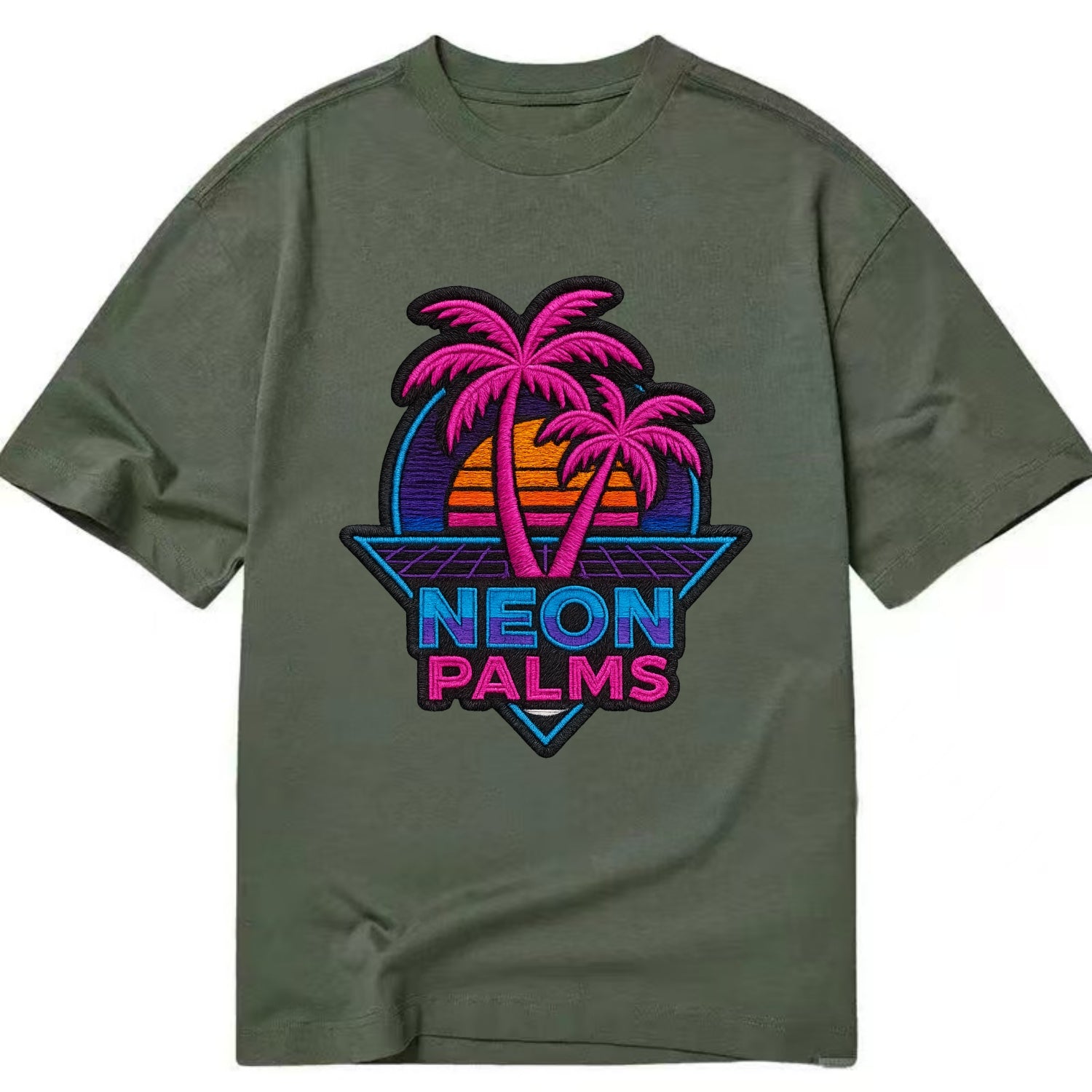 Neon Palms - Classic T-shirt - Army Green