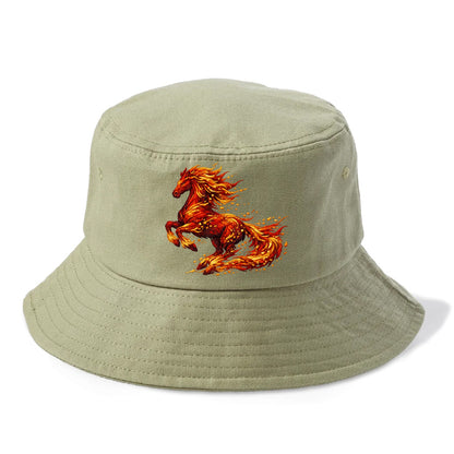 EMBER RISING | Sparks forming into horse shape | Particles of fire | Energy coalescing - Bucket Hat - Army Green