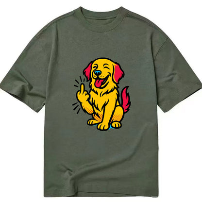 Golden Retriever with happy smile and golden coat, fluffy paw raised - Classic T-shirt - Army Green