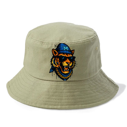 Memphis Tiger wearing Memphis beanie with M patch - Bucket Hat - Army Green