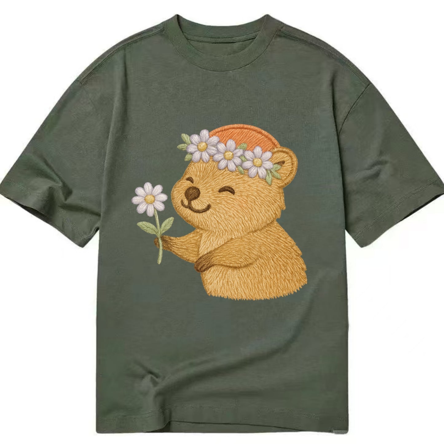 Quokka Daisy Chain - Classic T-shirt - Army Green