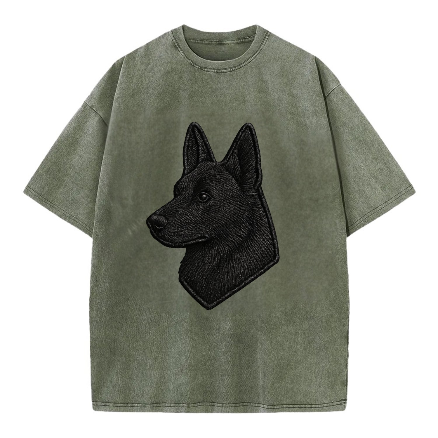 Belgian Sheepdog - Modern black shepherd - Vintage T-shirt - Army Green