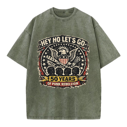 RAMONES LEGACY | Hey Ho Let's Go typography | Presidential seal parody | Four - Vintage T-shirt - Army Green