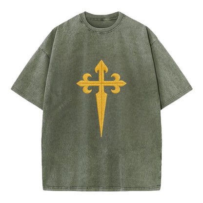 Order Of Santiago Cross - Vintage T-shirt - Army Green