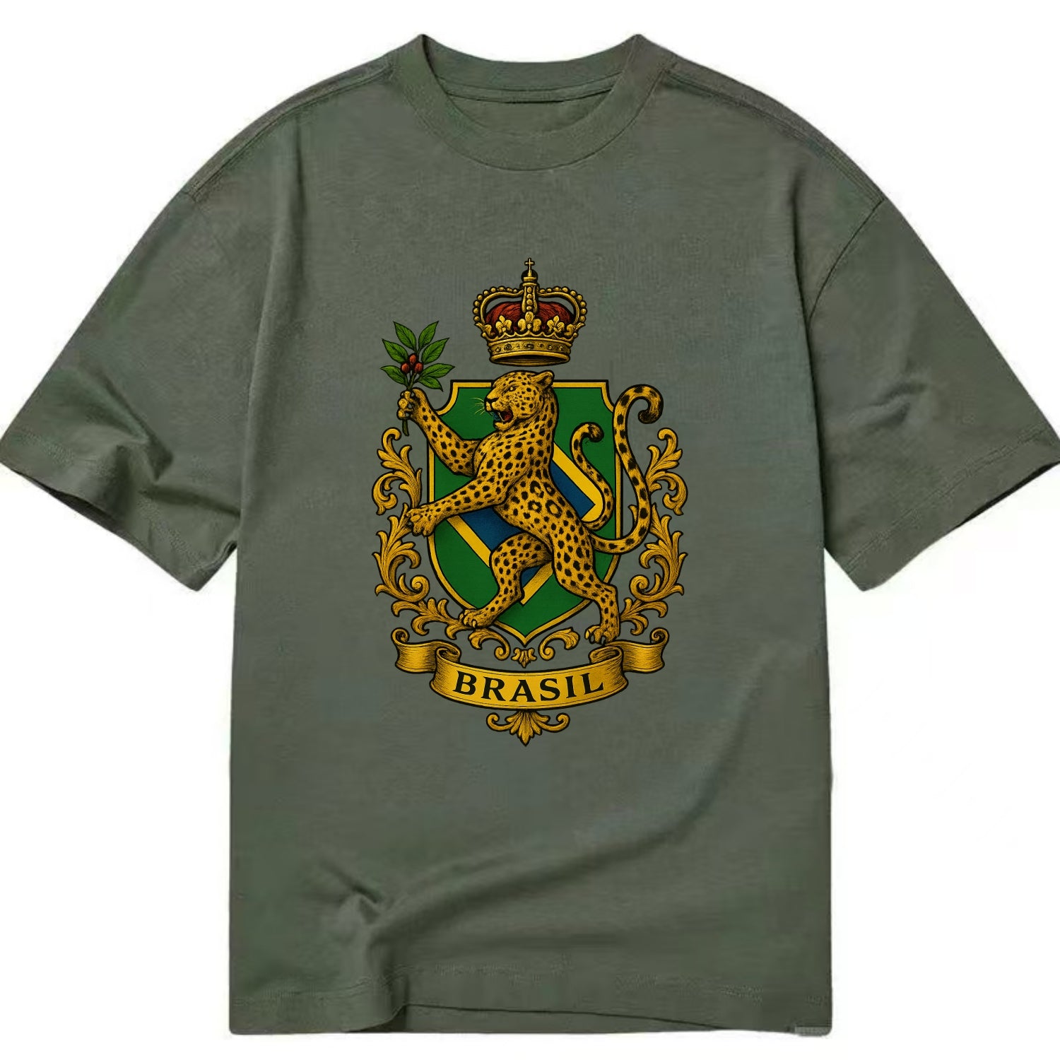Brazil Jaguar Emblem  - Classic T-shirt - Army Green
