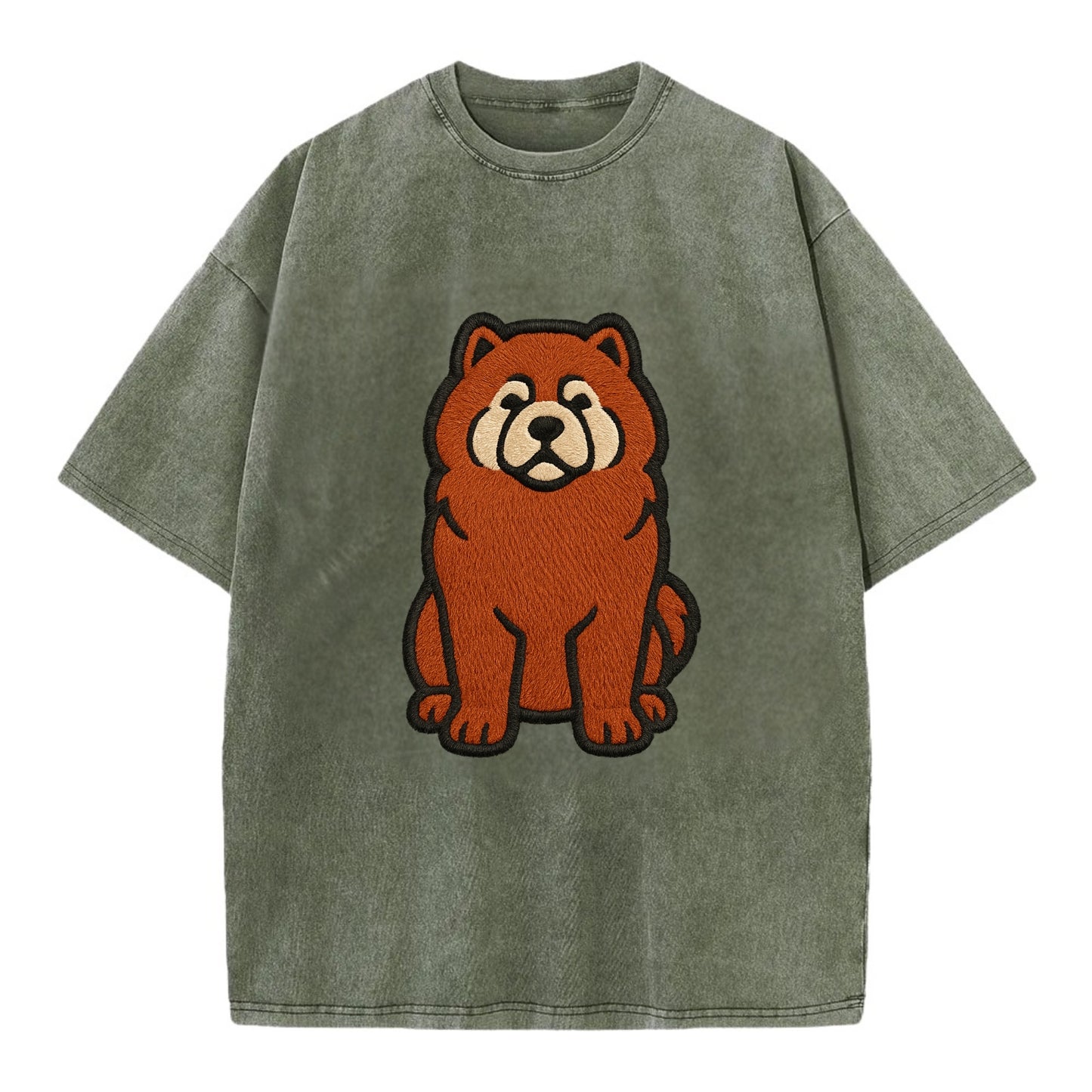 Chow Chow - Red fluffy sitting pose - Vi Vintage T-shirt - Army Green