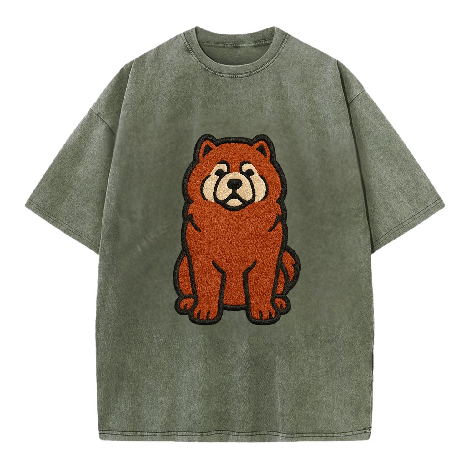 Chow Chow - Red fluffy sitting pose - Vi Vintage T-shirt - Army Green