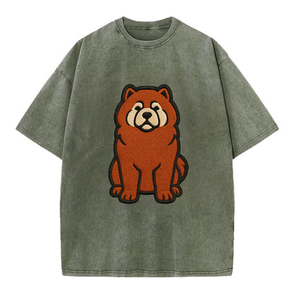 Chow Chow - Red fluffy sitting pose - Vi Vintage T-shirt - Army Green