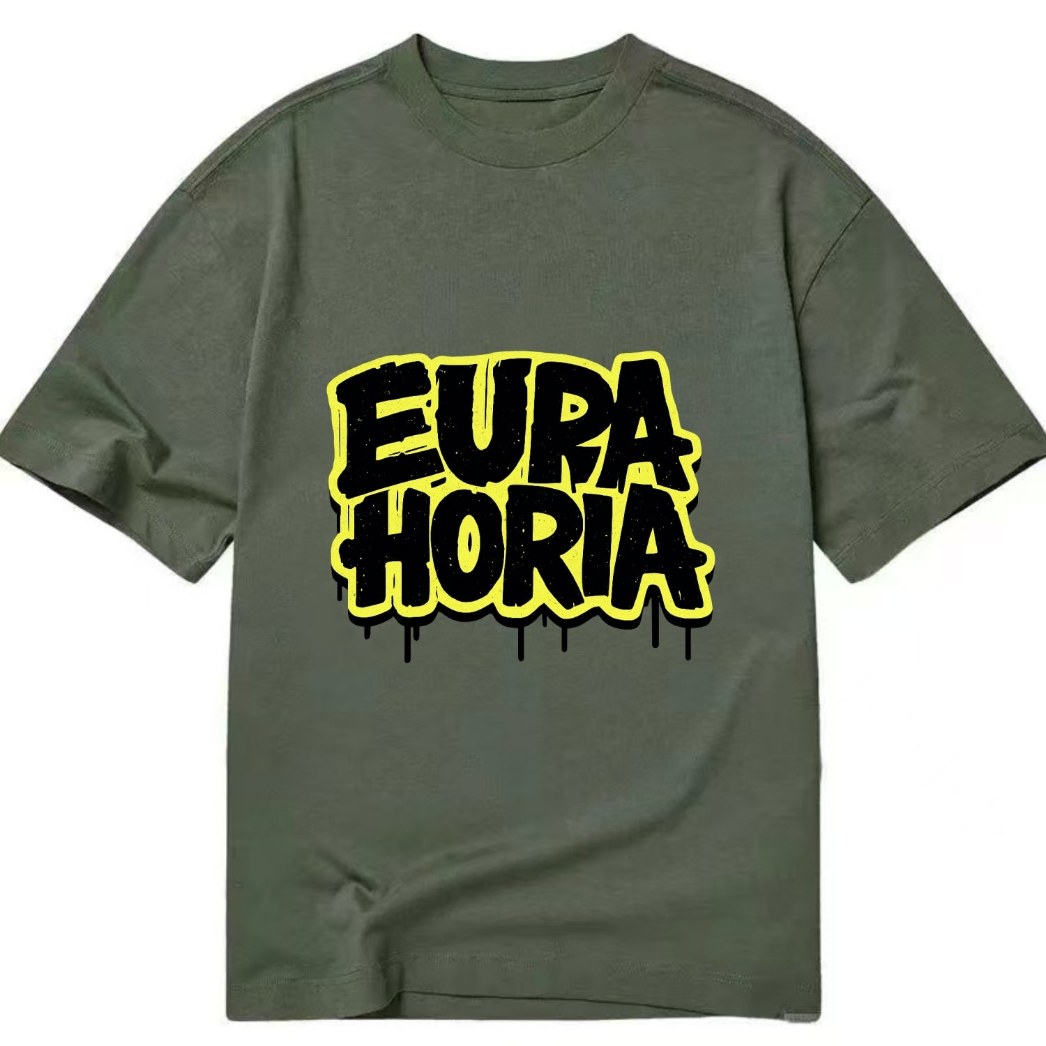Bold typography design - "EUPHORIA" - intense happiness, ecstasy - Classic T-shirt - Army Green