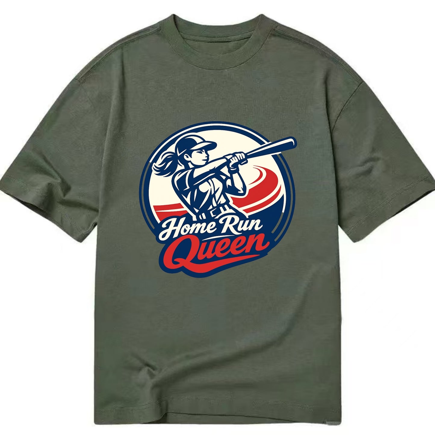 Feminine Power at Bat - Classic T-shirt - Army Green