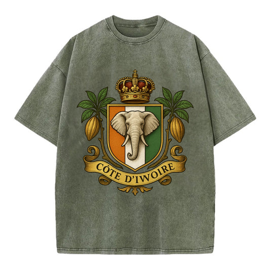 Ivory Coast Royal Logo  - Vintage T-shirt - Army Green