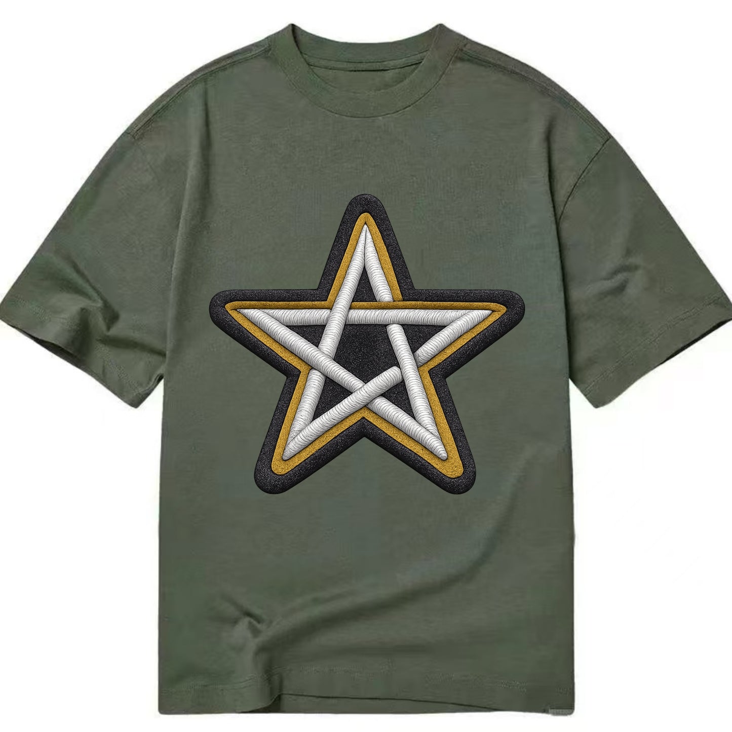 PENTAGRAM STAR - five point star in silver , protection - Classic T-shirt - Army Green