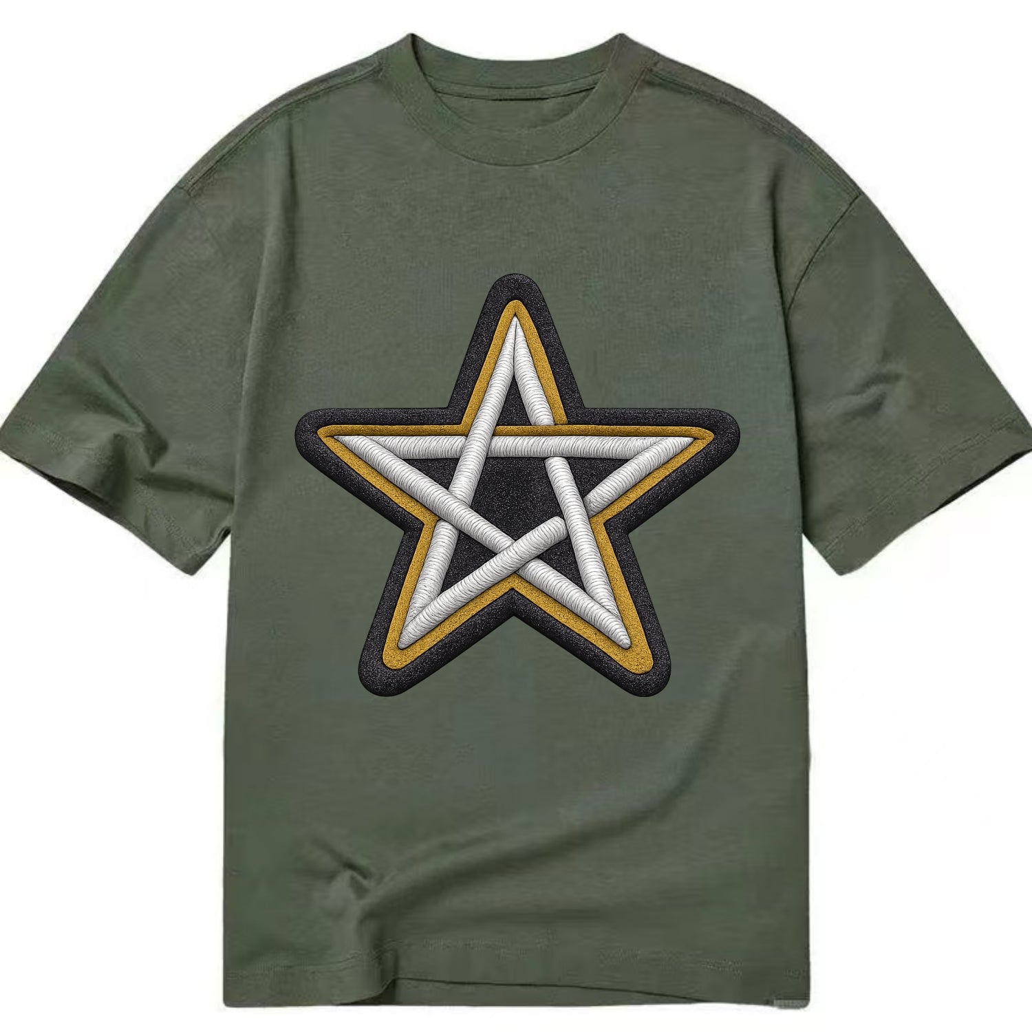 PENTAGRAM STAR - five point star in silver , protection - Classic T-shirt - Army Green