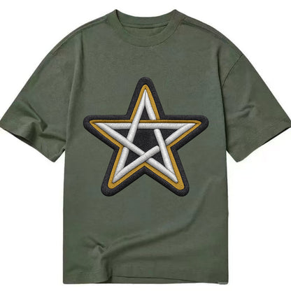 PENTAGRAM STAR - five point star in silver , protection - Classic T-shirt - Army Green