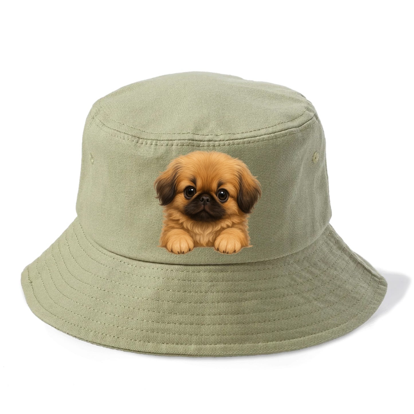 Pekingese  - Bucket Hat - Army Green