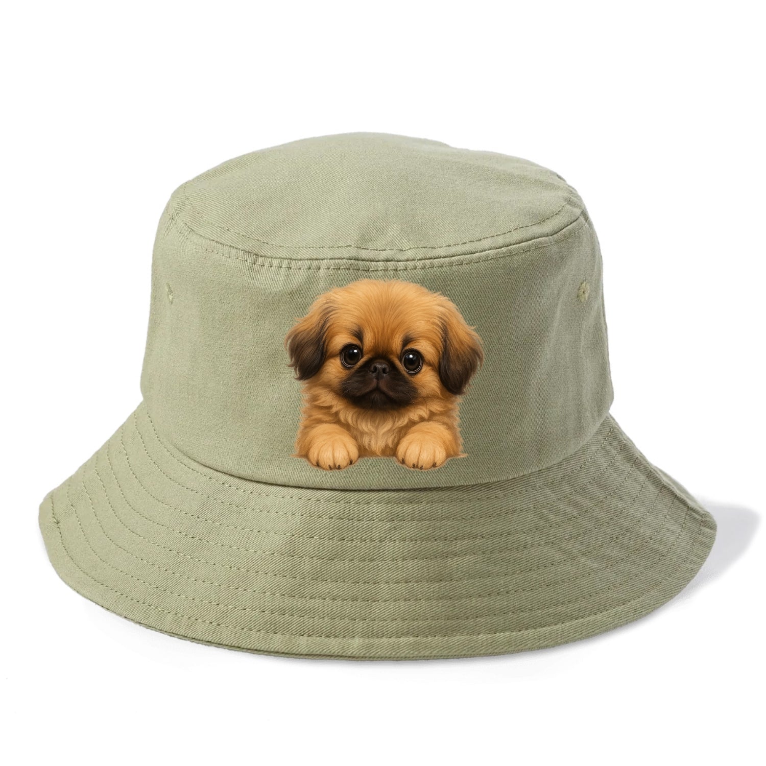 Pekingese  - Bucket Hat - Army Green
