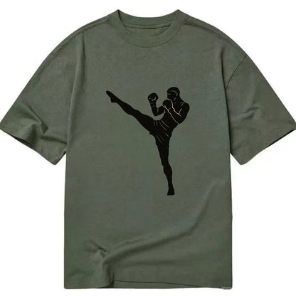 Kickboxer delivering roundhouse kick - Classic T-shirt - Army Green