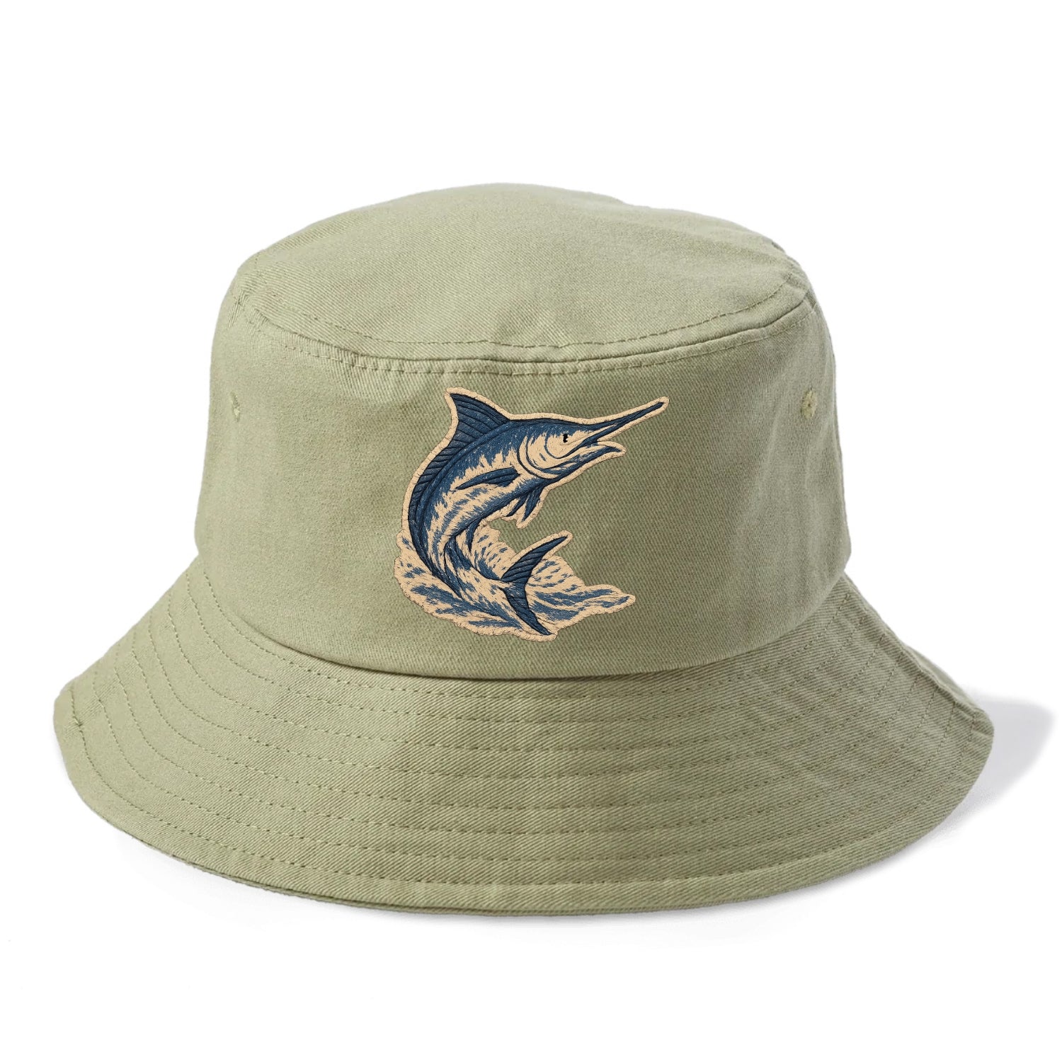 SWORDFISH MARLIN - leaping marlin in blue and silver , sport fishing - Bucket Hat - Army Green