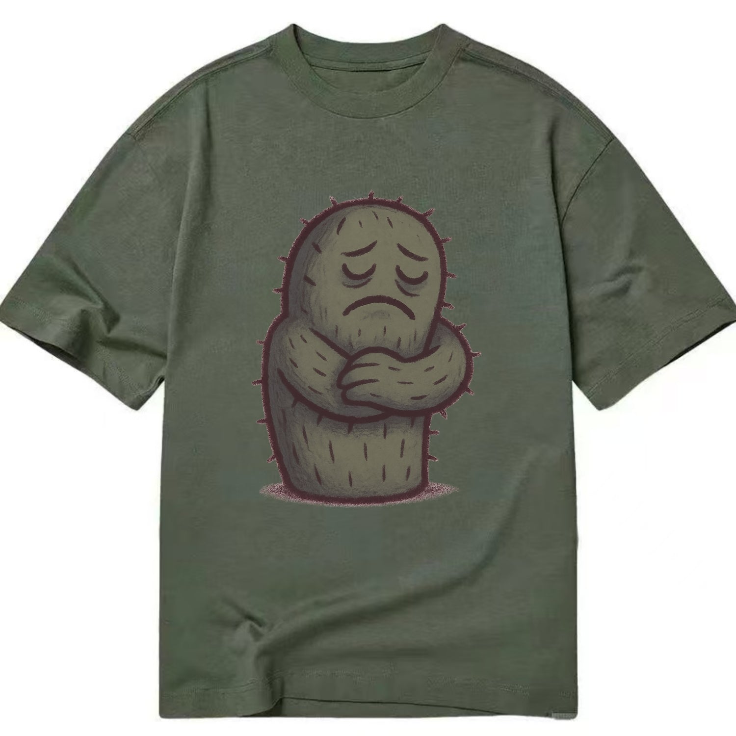 SINGLE IS VALID | Content cactus hugging itself - Classic T- - Classic T-shirt - Army Green