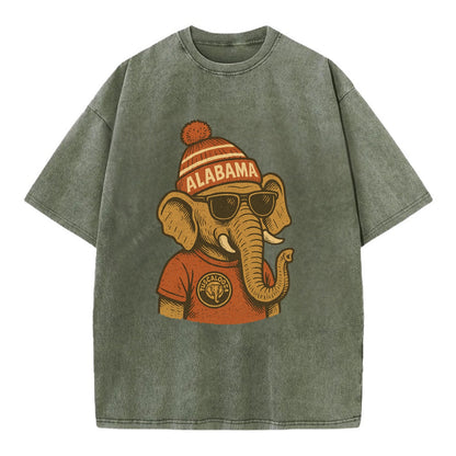 Tuscaloosa Crimson Elephant wearing Alab - Vintage T-shirt - Army Green