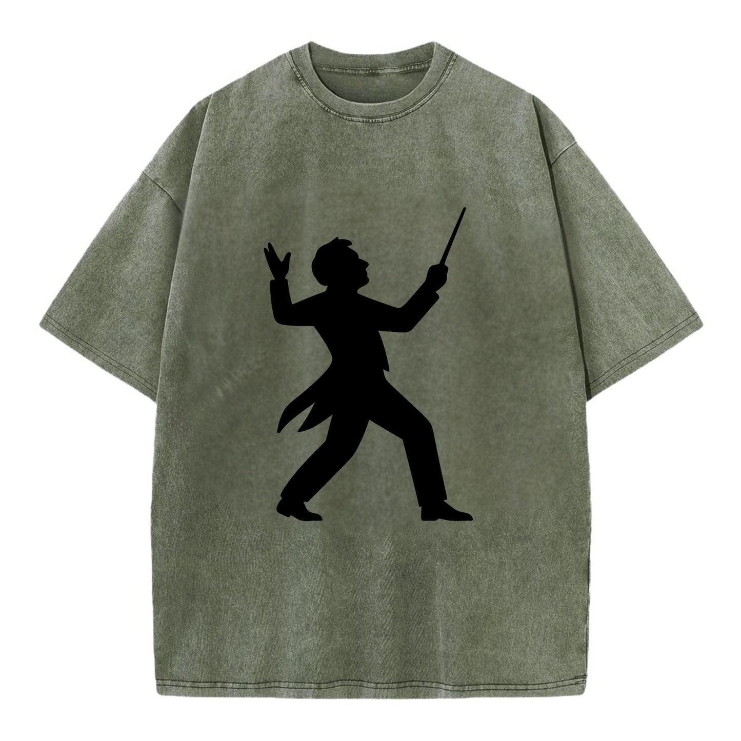 Conductor leading orchestra passionately - Vintage T-shirt - Army Green