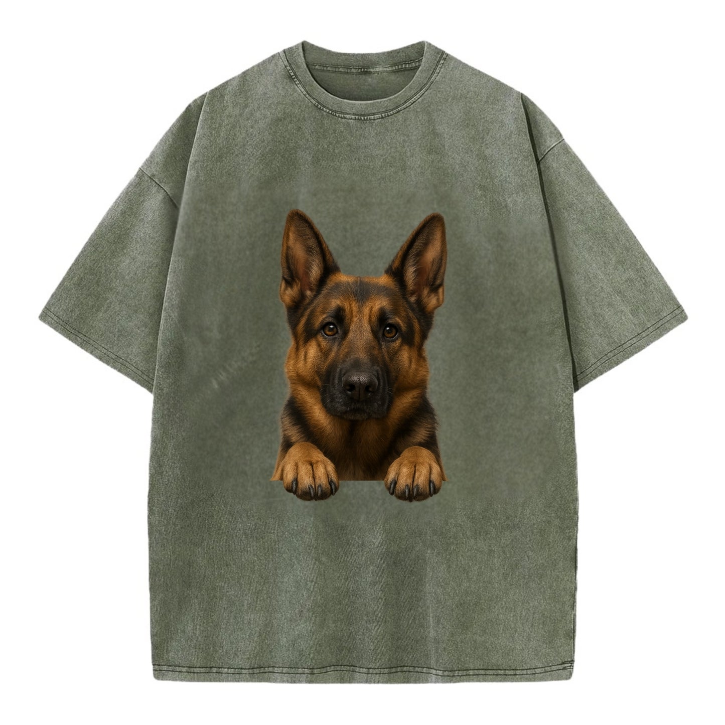 German Shepherd  - Vintage T-shirt - Army Green