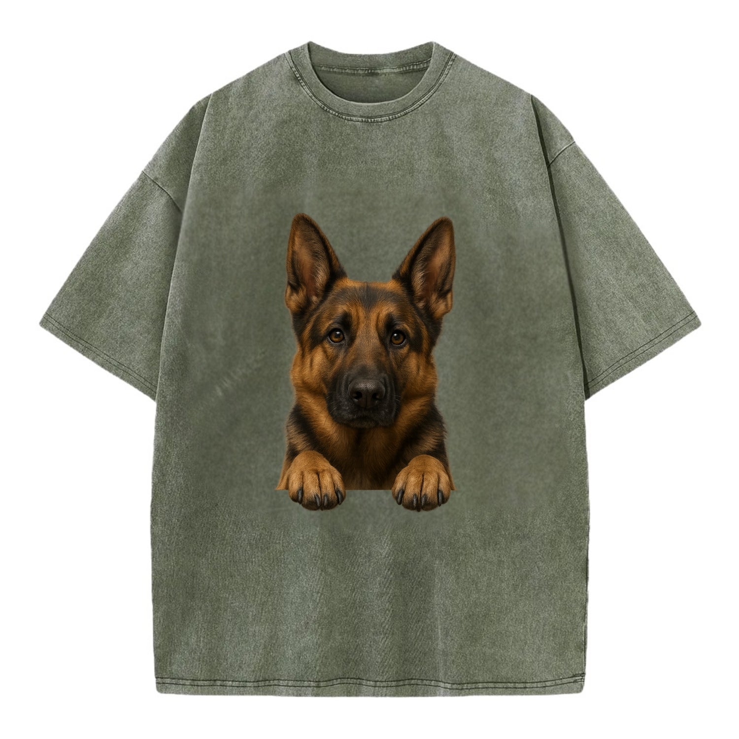 German Shepherd  - Vintage T-shirt - Army Green
