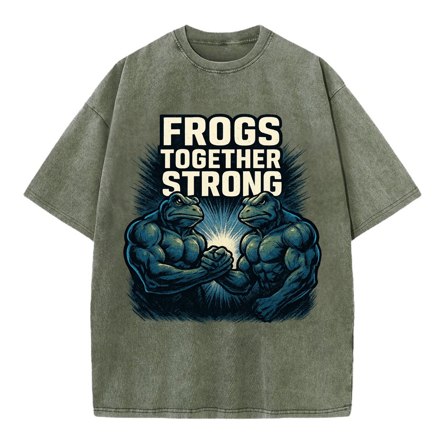 Frogs Together Strong 4 - Vintage T-shirt - Army Green