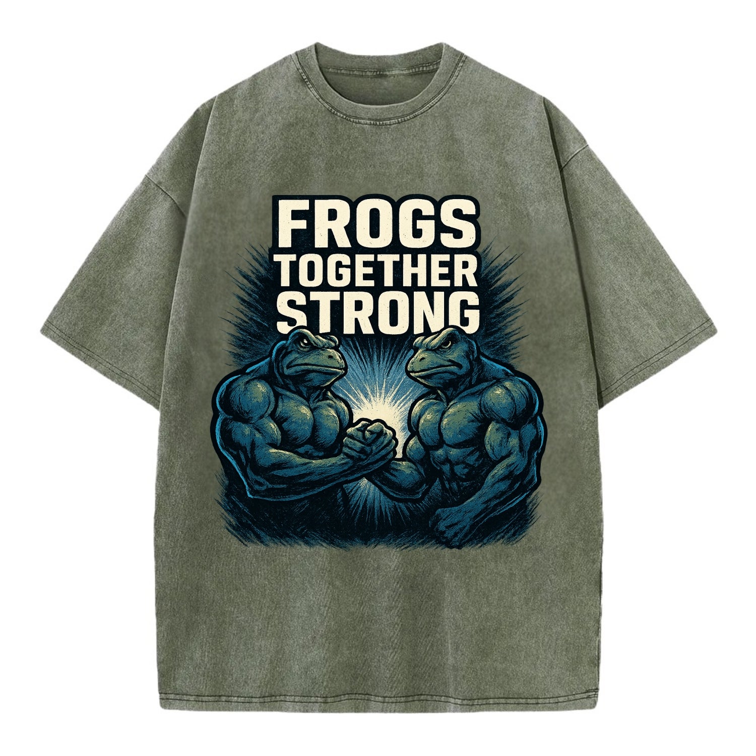 Frogs Together Strong 4 - Vintage T-shirt - Army Green