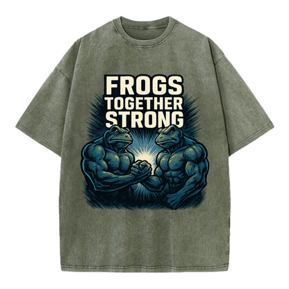 Frogs Together Strong 4 - Vintage T-shirt - Army Green