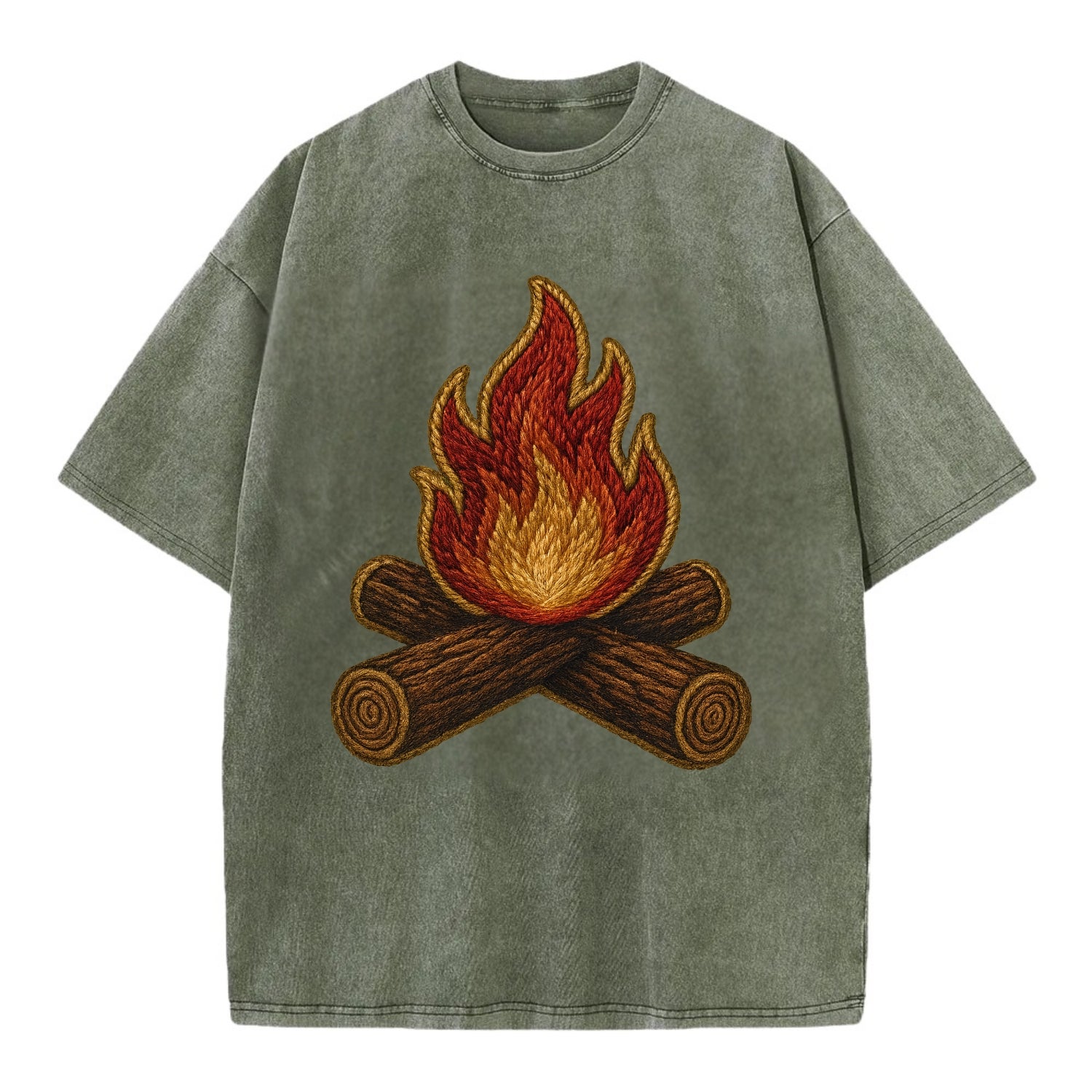 Campfire  - Vintage T-shirt - Army Green