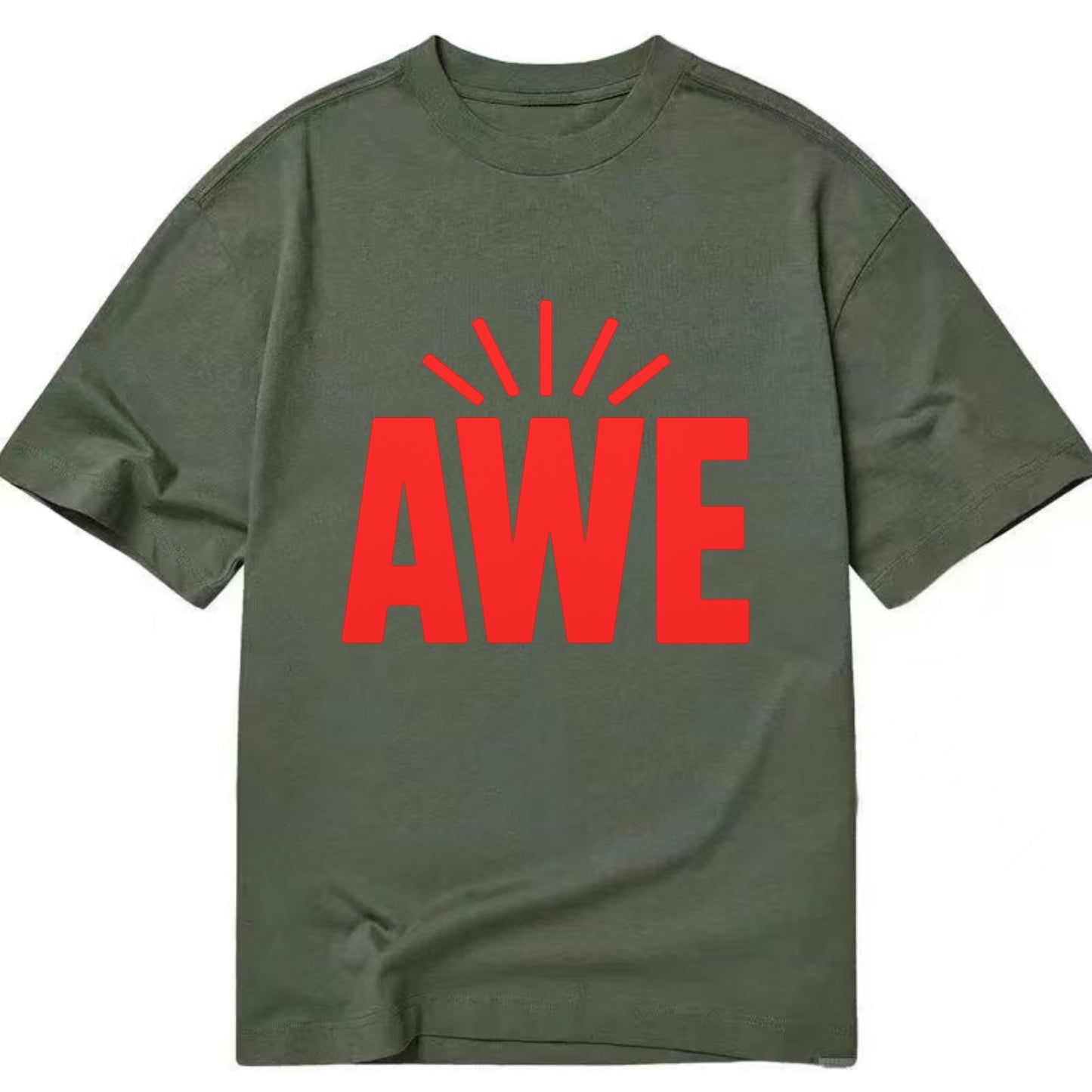 Bold typography design - "AWE" - overwhelming wonder - Classic T-shirt - Army Green