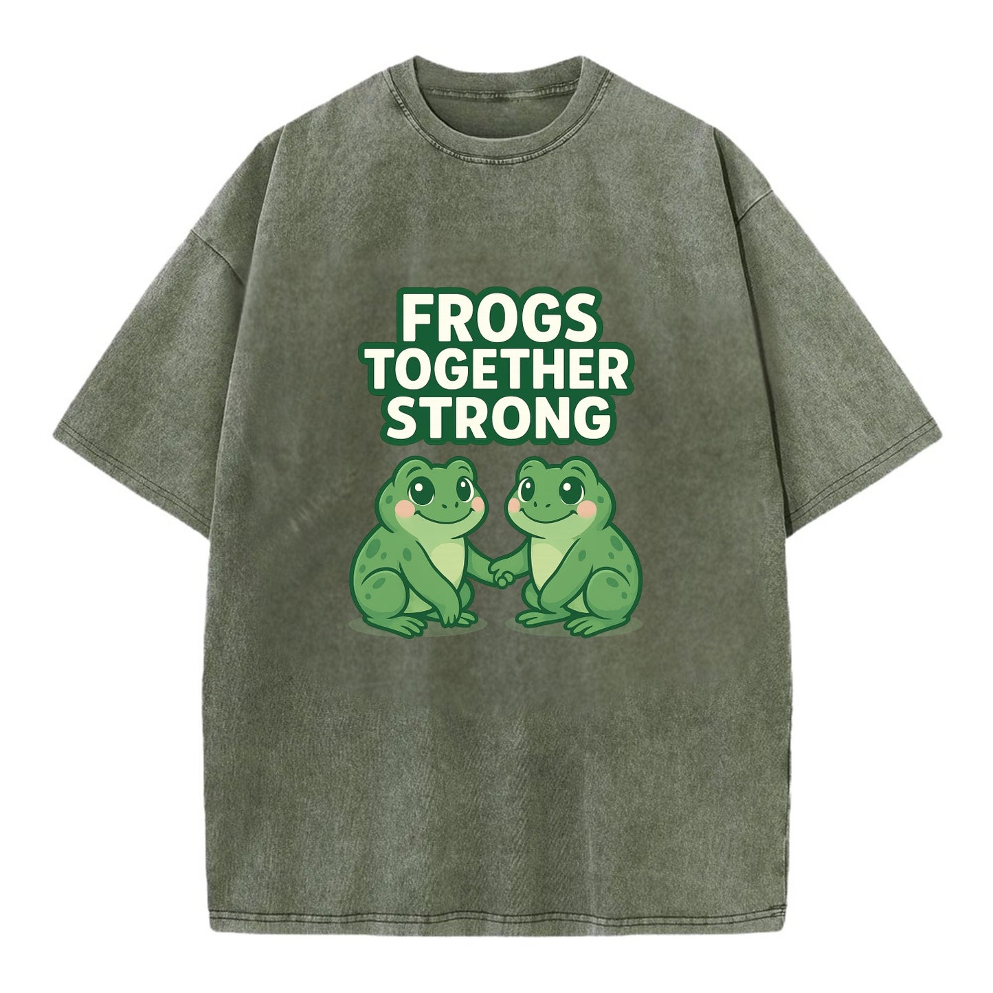 Frogs Together Strong 2 - Vintage T-shirt - Army Green