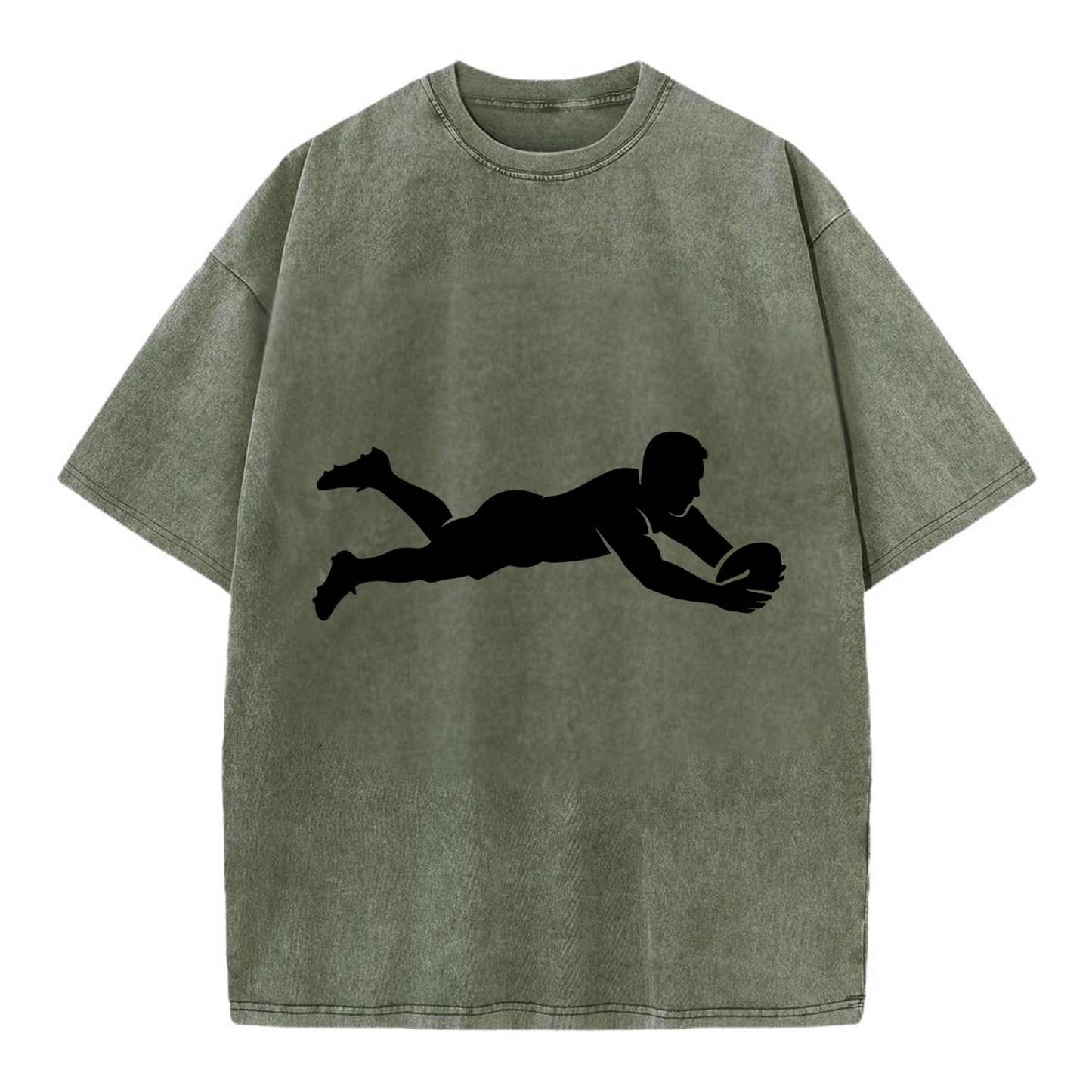 Rugby player diving for try - Vintage T-shirt - Army Green