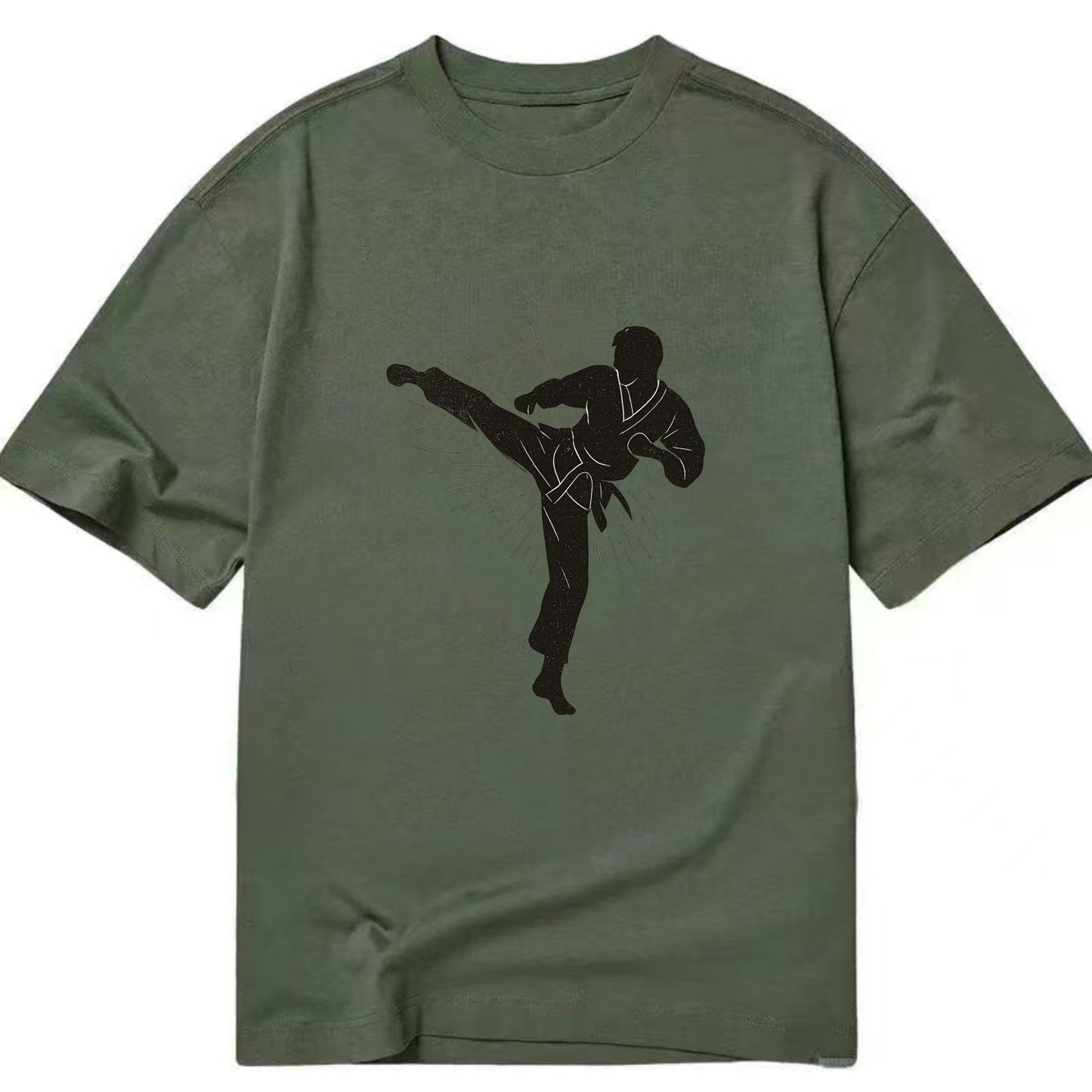 Taekwondo athlete spinning heel kick - Classic T-shirt - Army Green