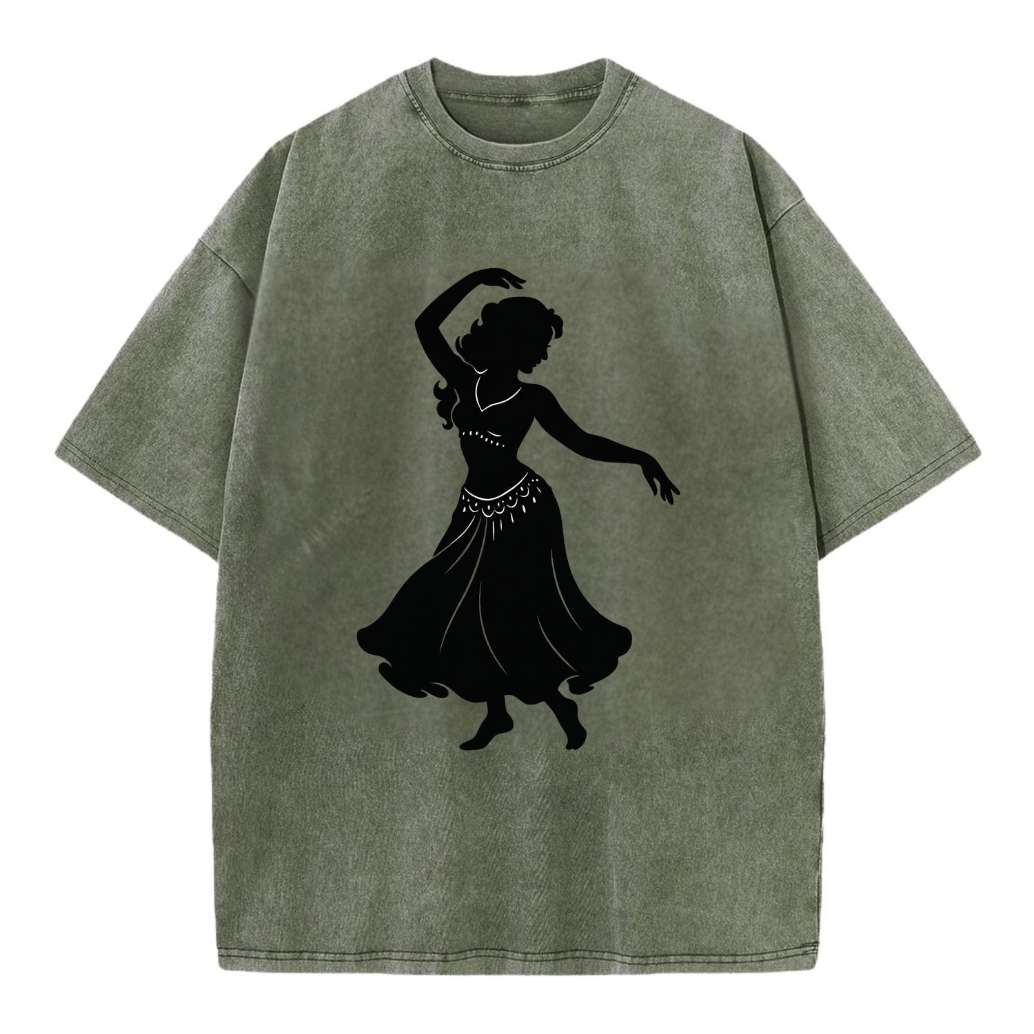 Belly dancer graceful gesture - Vintage T-shirt - Army Green