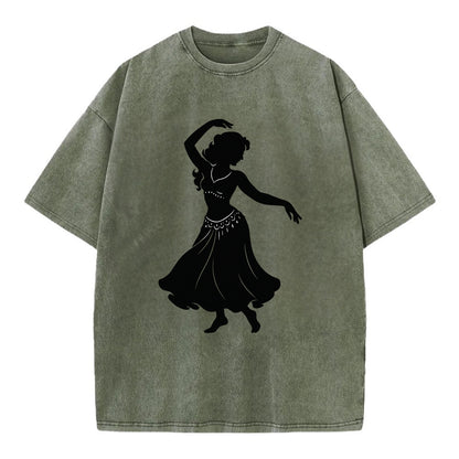 Belly dancer graceful gesture - Vintage T-shirt - Army Green