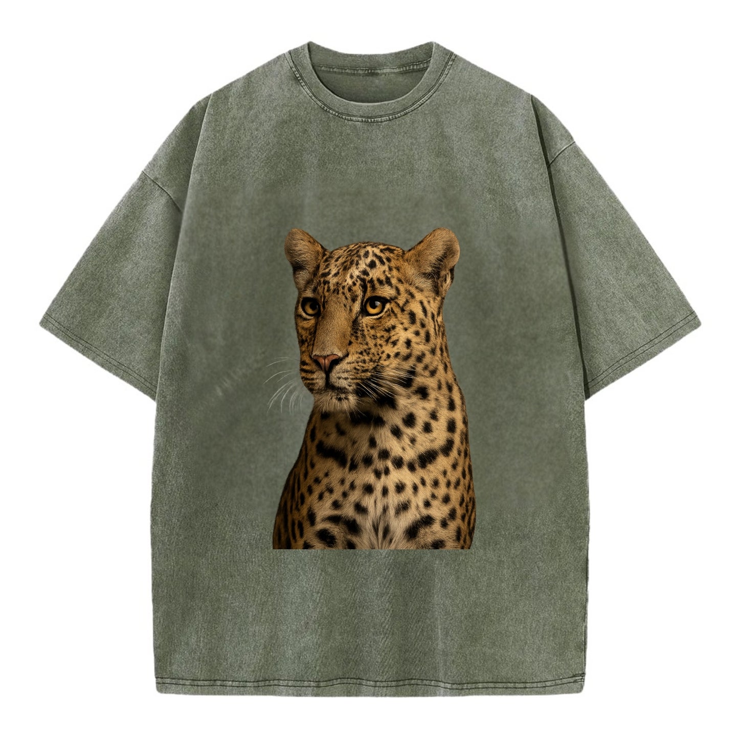 Leopard  - Vintage T-shirt - Army Green