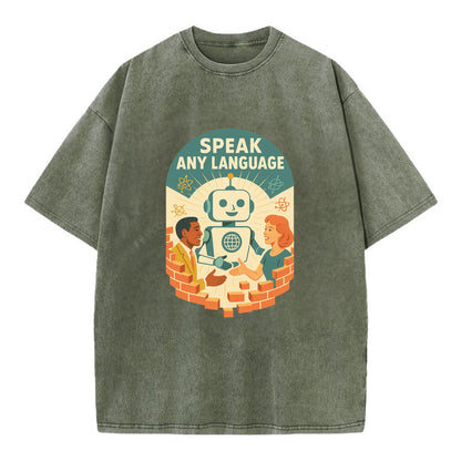 Language learning AI breaking down barriers - "Speak Any Language" - - Vintage T-shirt - Army Green