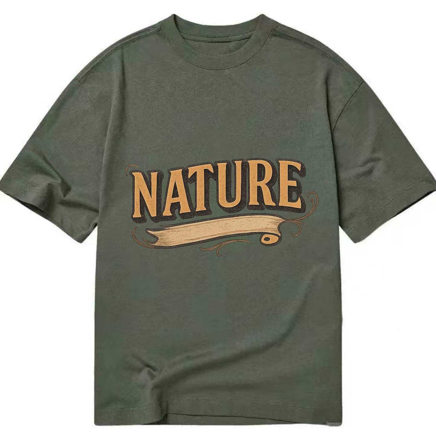 Bold typography design - "NATURE" - natural world, organic - Classic T-shirt - Army Green