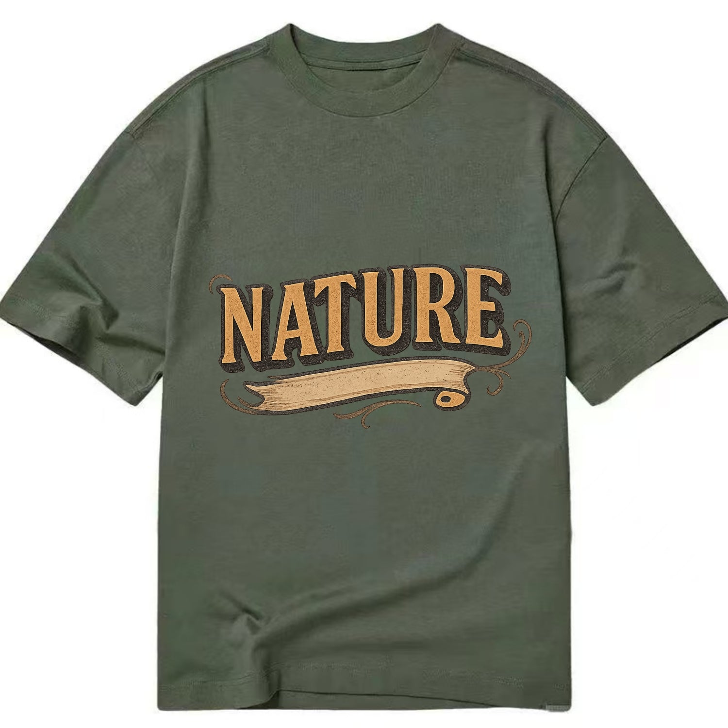 Bold typography design - "NATURE" - natural world, organic - Classic T-shirt - Army Green