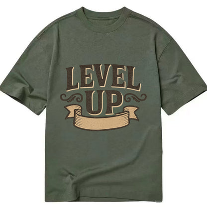 Bold typography design - "LEVEL UP" - improving, advancing, growing - Classic T-shirt - Army Green