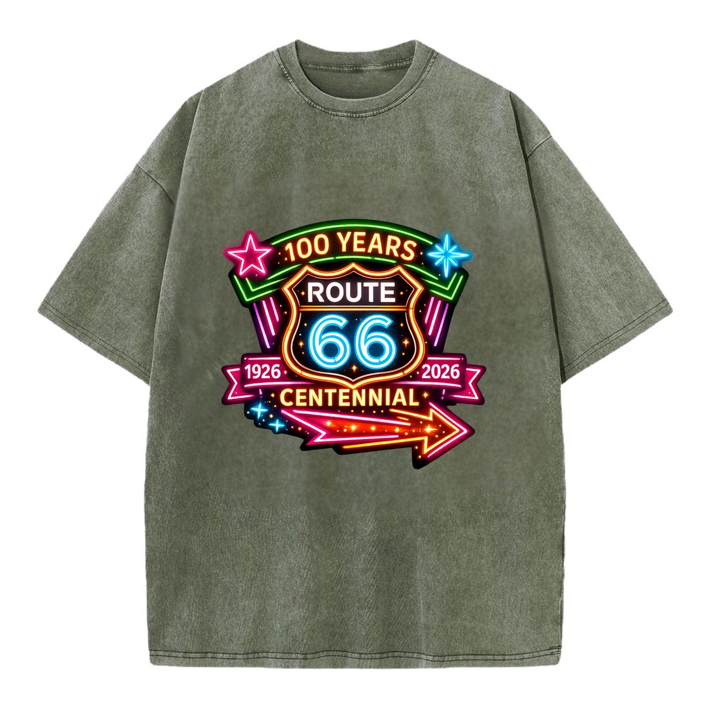 CENTENNIAL BADGE | 100 Years celebration emblem | 1926-2026 dates | Anniversary - Vintage T-shirt - Army Green