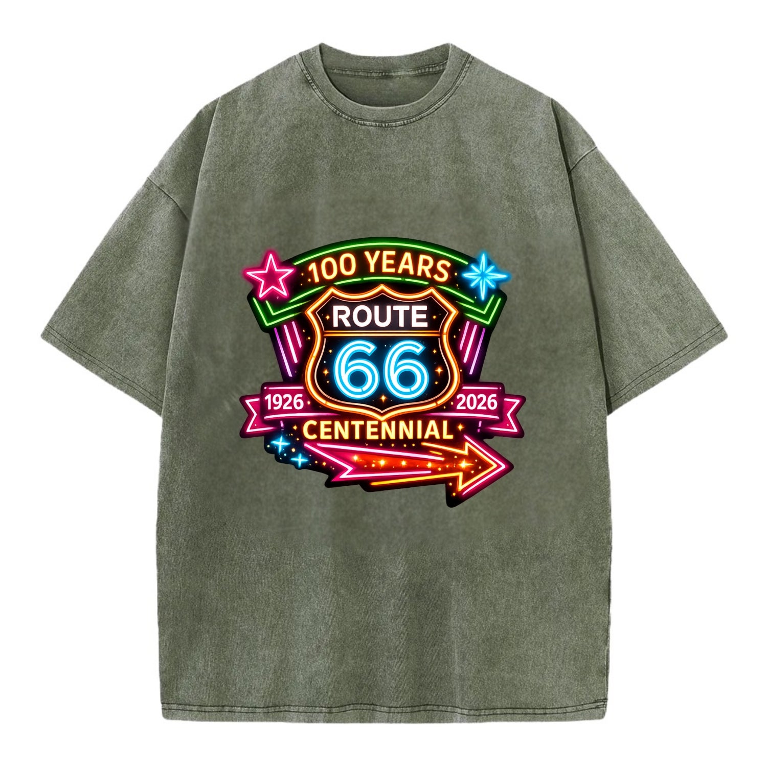CENTENNIAL BADGE | 100 Years celebration emblem | 1926-2026 dates | Anniversary - Vintage T-shirt - Army Green