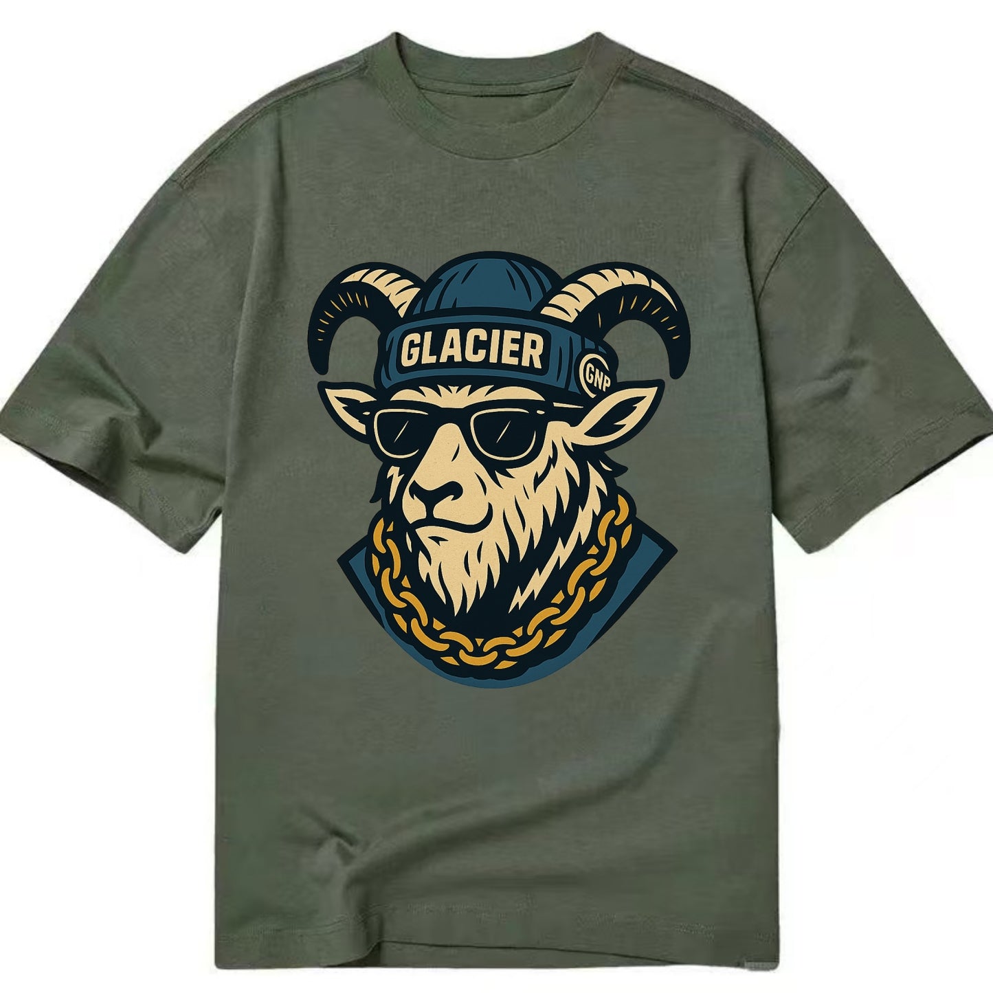 Glacier Mountain Goat - Classic T-shirt - Army Green