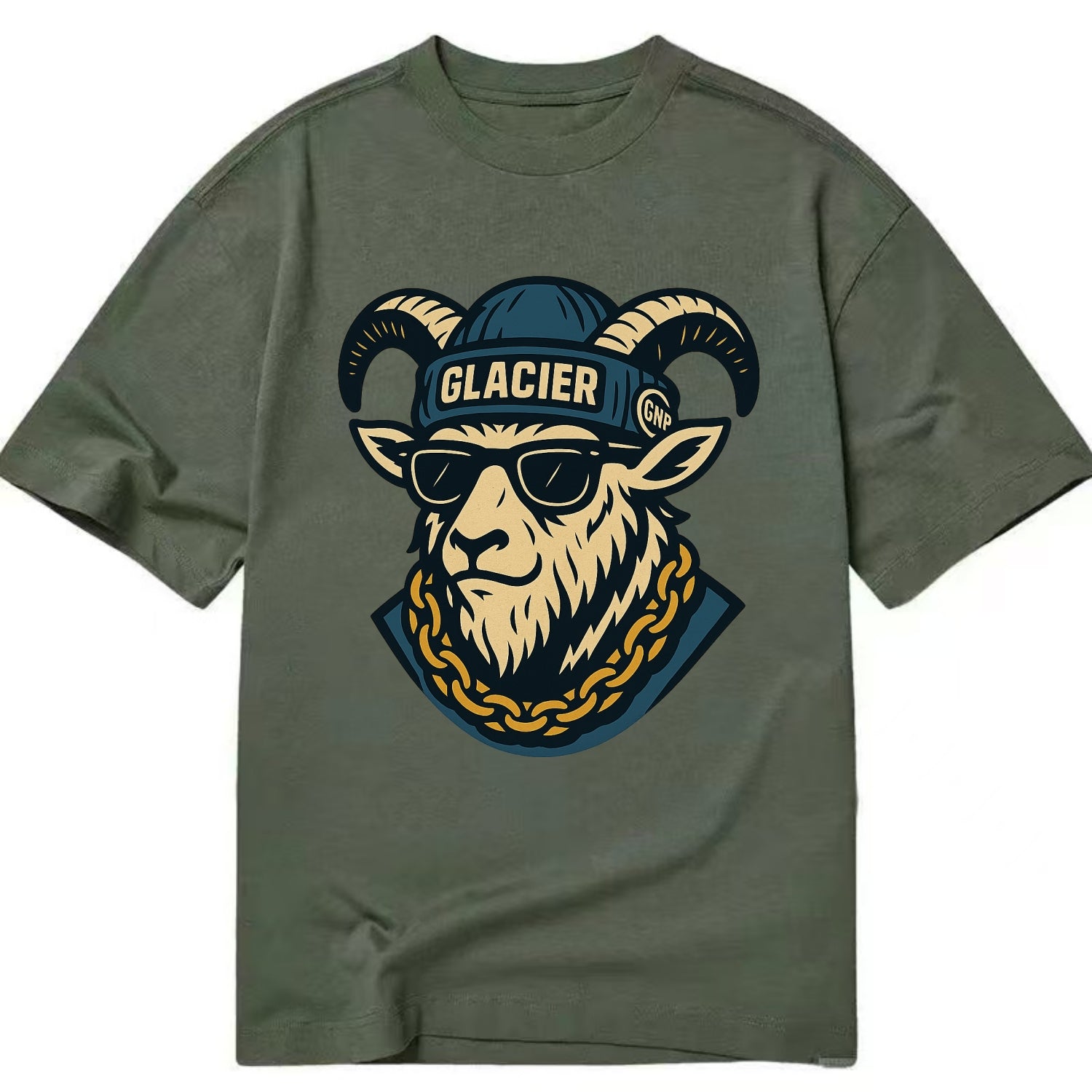 Glacier Mountain Goat - Classic T-shirt - Army Green