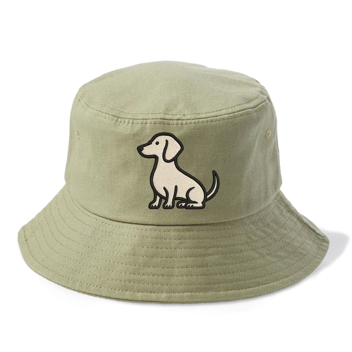 Dachshund - Long body profile view - Bucket Hat - Army Green